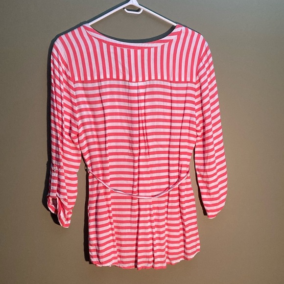 Motherhood Pink and White Maternity Blouse - Picture 8 of 14